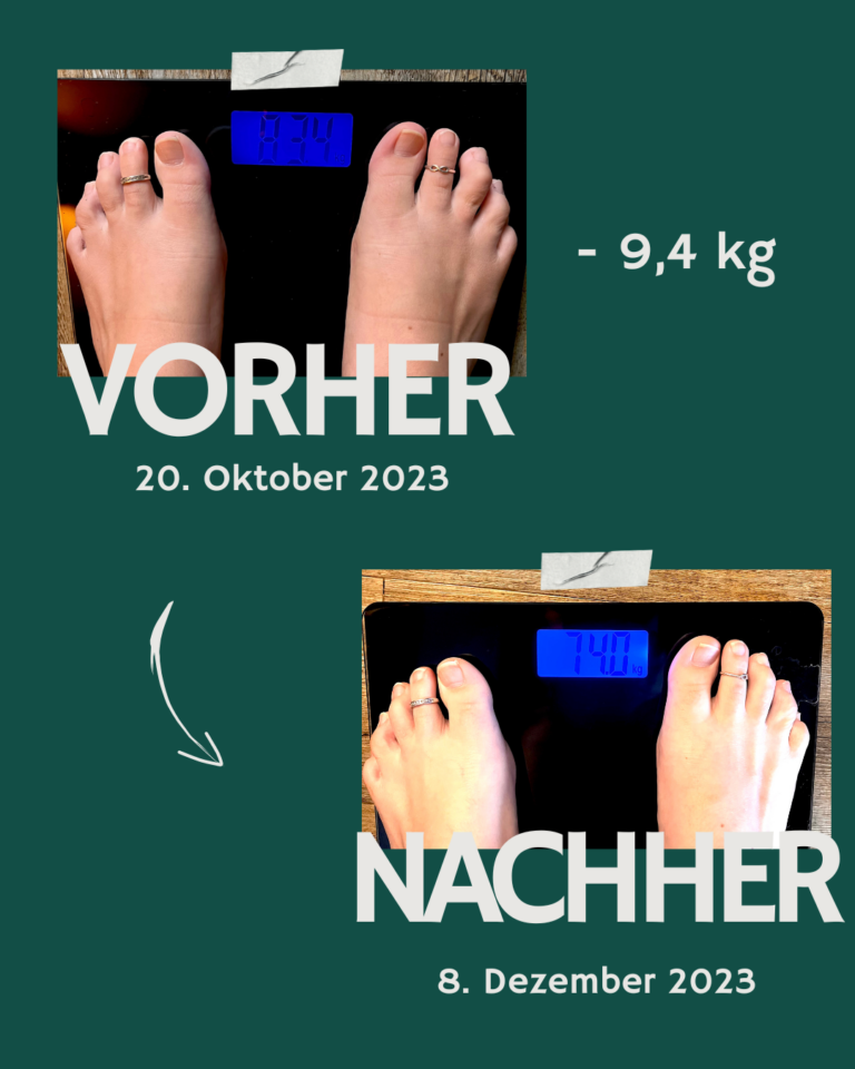 Vorher nachher Bilder von der Waage während der Gewichtsabnahme, 9,4kg abgenommen, Abnehmen in 7 Wochen